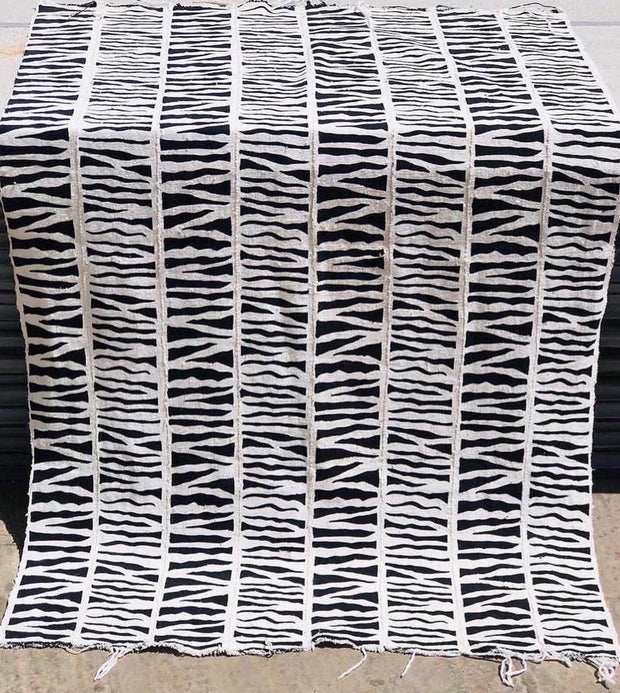 Black & White Zebra  Mudcloth or Bogolan Fabric TossokoClothing