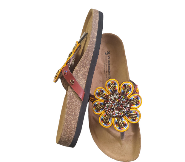 Massai Beaded Sandals with Birkenstock Sole Size 38 & 39 TossokoClothing