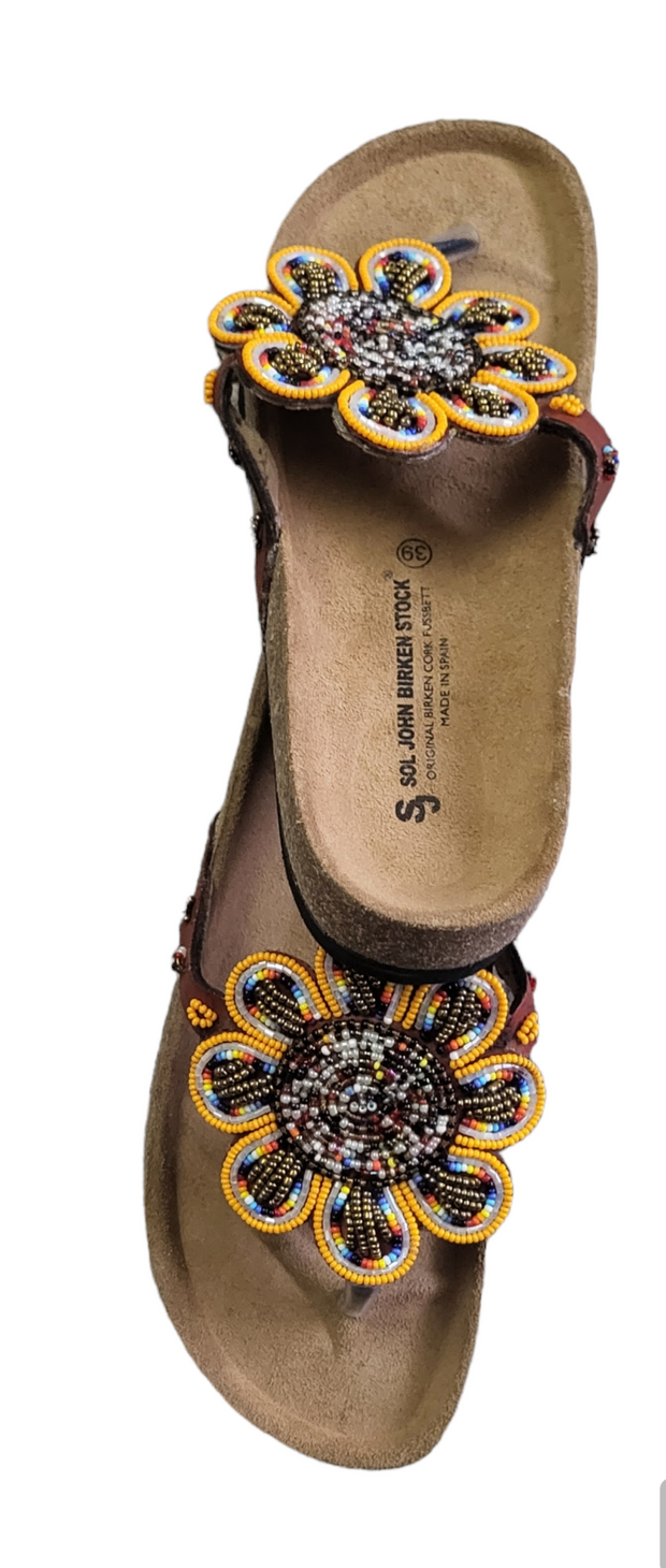 Massai Beaded Sandals with Birkenstock Sole Size 38 & 39 TossokoClothing