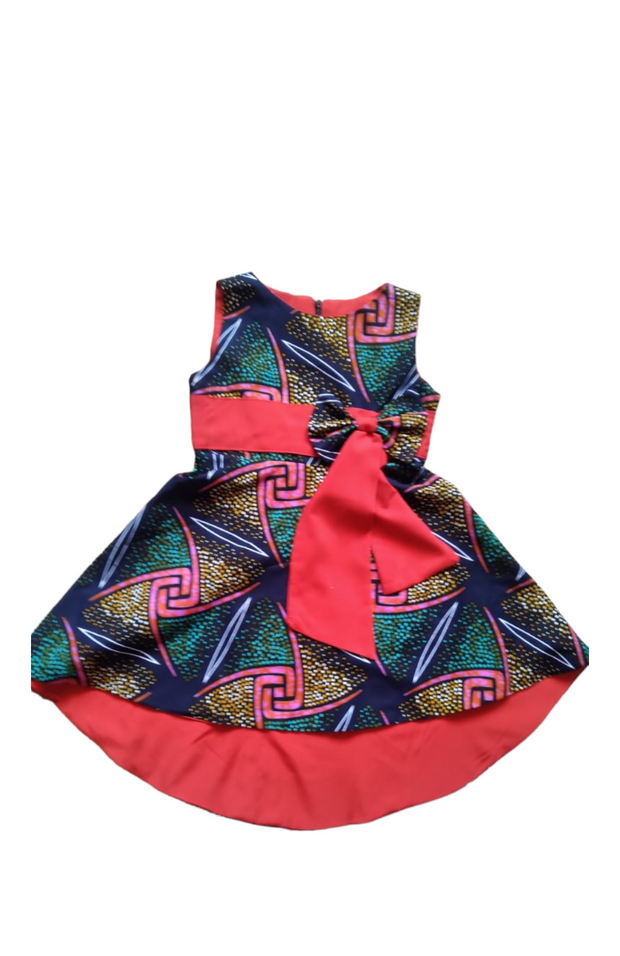Tima - High Low Sleeveless Reversible Ankara African Print Dress Tossoko Clothing