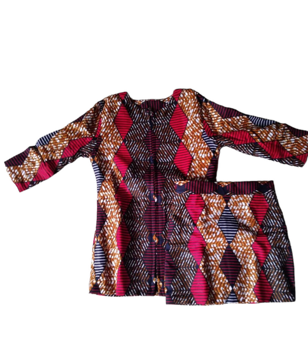 Zora Long Sleeves Ankara African Print Jacket & Skirt Set Size 8/10 TossokoClothing