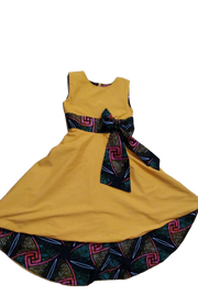 Tima - High Low Sleeveless Reversible Ankara African Print Dress Tossoko Clothing