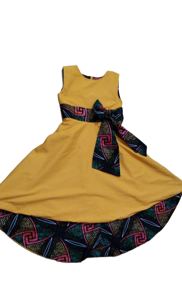 Tima - High Low Sleeveless Reversible Ankara African Print Dress Tossoko Clothing