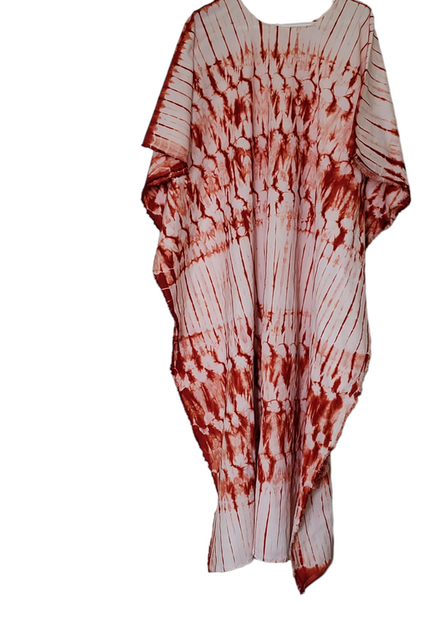 Red /White  Bassam  Boubou Dress -Model Lines TossokoClothing
