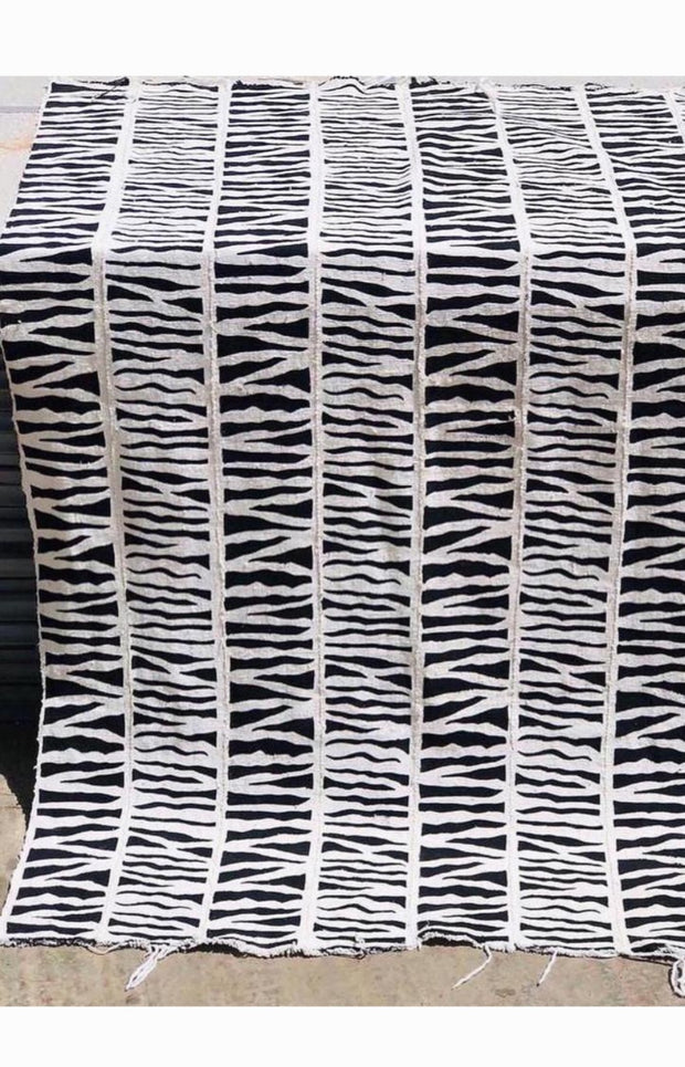 Black & White Zebra  Mudcloth or Bogolan Fabric TossokoClothing