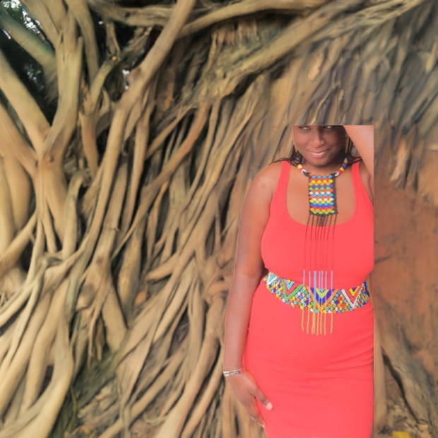 African Massai Beaded Waist Belt with Rope Ties TossokoClothing