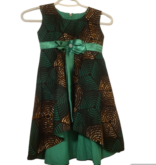 Tima - High Low Sleeveless Reversible Ankara African Print Dress Tossoko Clothing