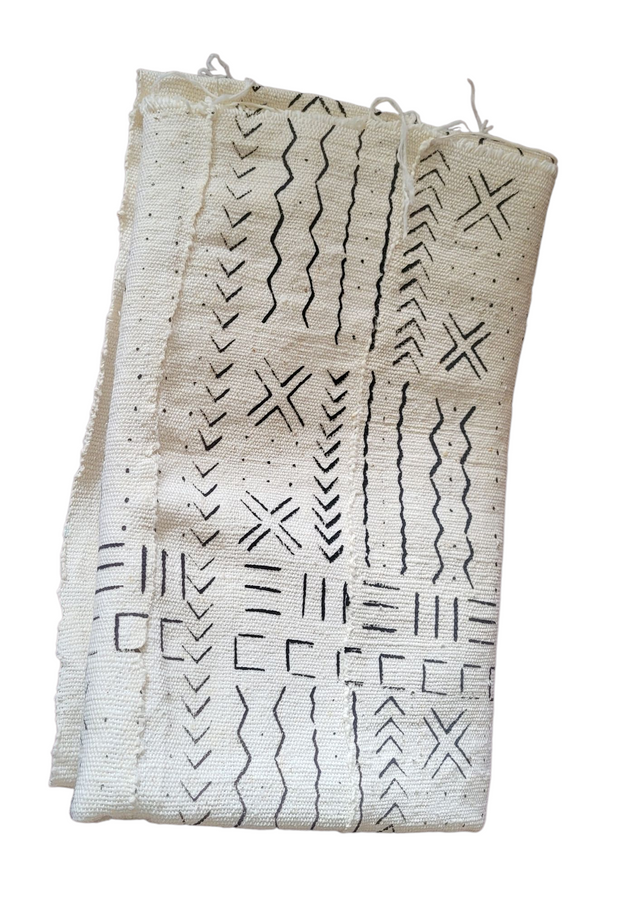 White Mudcloth or Bogolan Fabric TossokoClothing