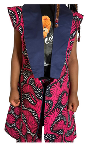 Blue-Pink Sleeveless Ankara Blazer Jacket & Short Set TossokoClothing