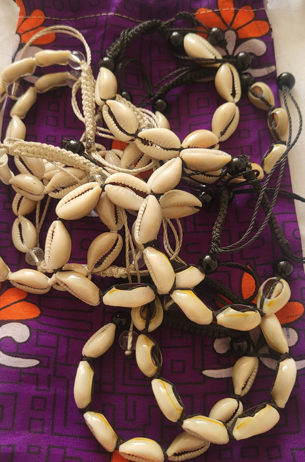 Petaaw African Bracelet of Cowry Shells  Unisex - Adjustable one size fits kids & adults TossokoClothing