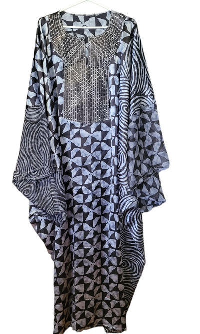 Soraya Silk Bogolan Women Boubou Tunic Kaftan TossokoClothing