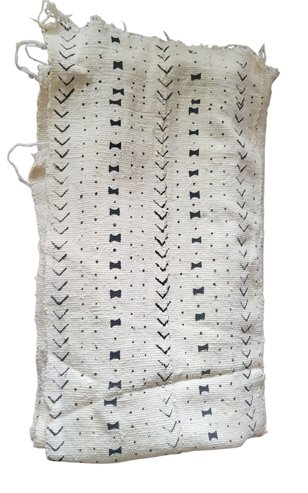 White Mudcloth or Bogolan Fabric TossokoClothing
