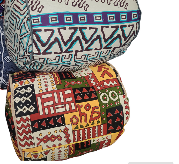 Galsen Handmade Round African Print Pouff Seater TossokoClothing