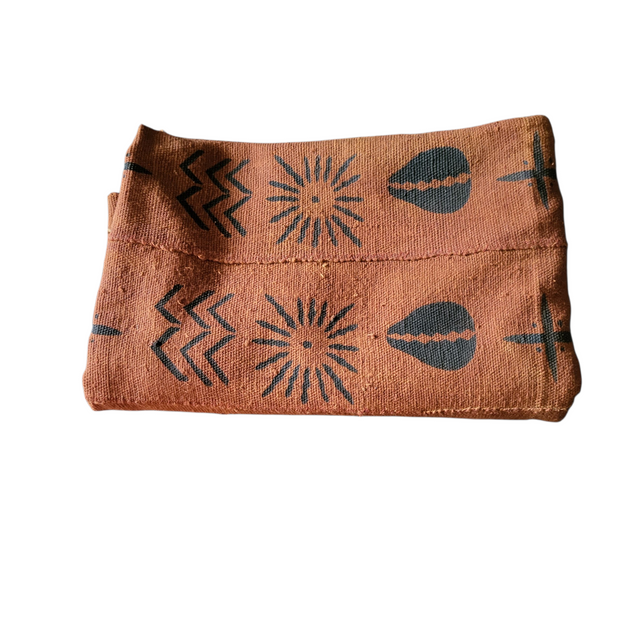 (Copy) Blue Indigo Mud Cloth or Bogolan Fabric with white zigzag patterns TossokoClothing