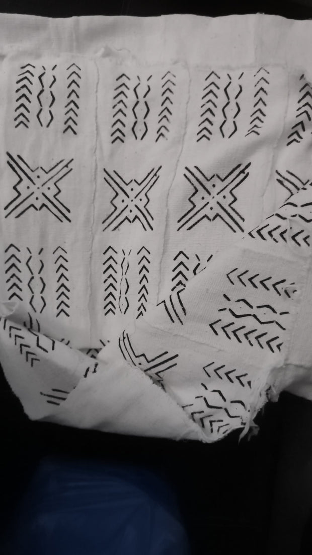 White Mudcloth or Bogolan Fabric TossokoClothing