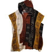 (Copy) Galma Men's Mudcloth Bogolan Hooded Poncho Shirt Unique Size L/XL TossokoClothing