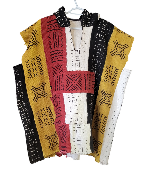 (Copy) Galma Men's Mudcloth Bogolan Hooded Poncho Shirt Unique Size L/XL TossokoClothing