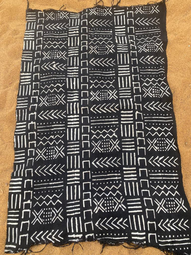 Blue & Black  Mud cloth or Bogolan Fabric TossokoClothing