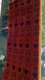 (Copy) Blue Indigo Mud Cloth or Bogolan Fabric with white zigzag patterns TossokoClothing