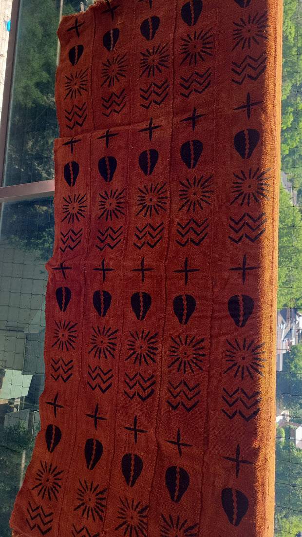 (Copy) Blue Indigo Mud Cloth or Bogolan Fabric with white zigzag patterns TossokoClothing