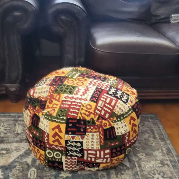 Galsen Handmade Round African Print Pouff Seater TossokoClothing