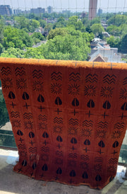(Copy) Blue Indigo Mud Cloth or Bogolan Fabric with white zigzag patterns TossokoClothing