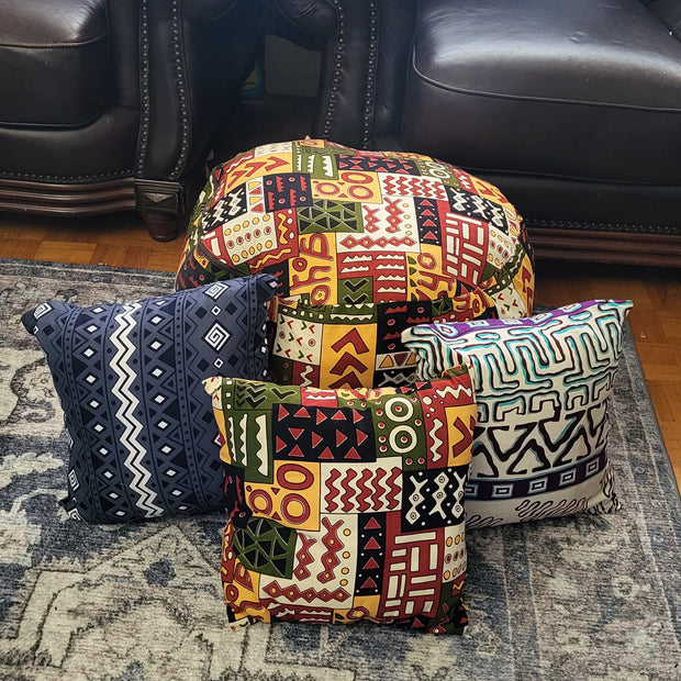 Galsen Handmade Round African Print Pouff Seater TossokoClothing