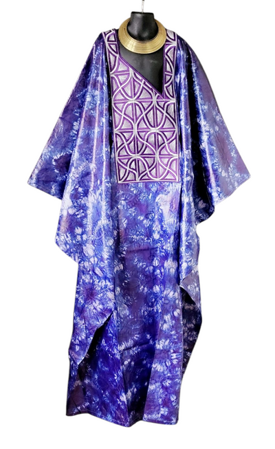 Selly- Bazin Thioup Bubu Kaftan | Handmade African Traditional Wear | Elegant Women’s Kaftan | Senegalese Boubou | One Size Fits S to 2XL TossokoClothing