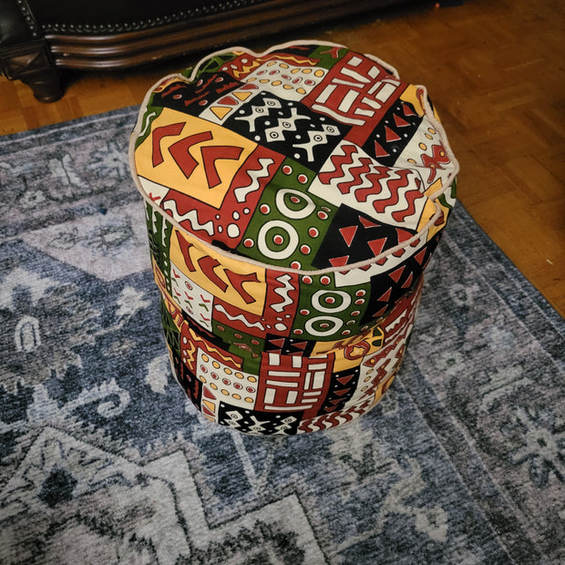 Galsen Handmade Round African Print Pouff Seater TossokoClothing