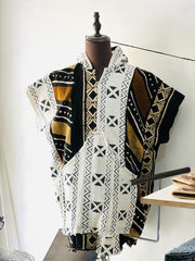 (Copy) Galma Men's Mudcloth Bogolan Hooded Poncho Shirt Unique Size L/XL TossokoClothing
