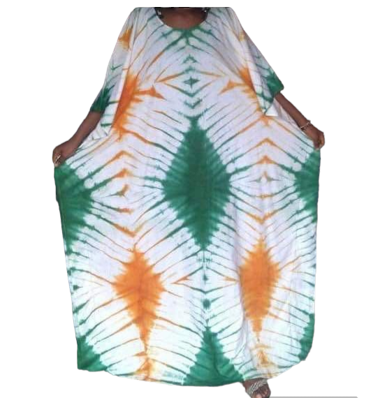 Multicolored Bassam  Boubou Dress -Model Thins TossokoClothing
