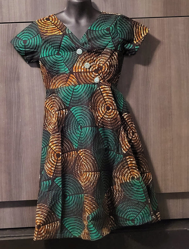 Mina Ankara Style African Print Flared Dress TossokoClothing