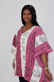 (Copy) Mudcloth Bogolan Pink & White Womwn ehrug Size M/L TossokoClothing