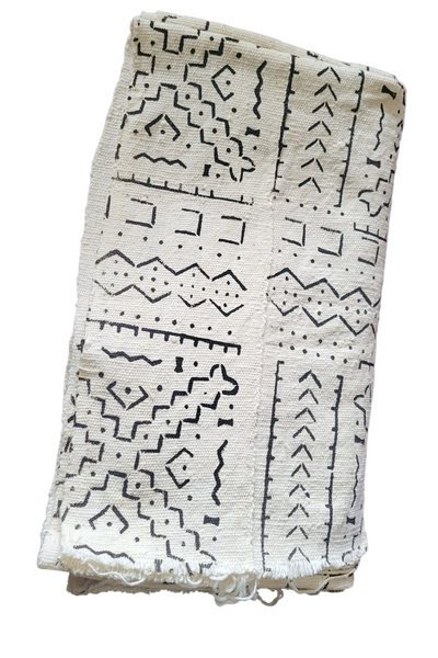 White Mudcloth or Bogolan Fabric TossokoClothing
