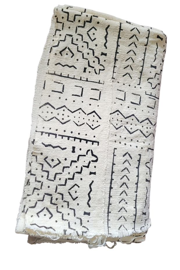 White Mudcloth or Bogolan Fabric TossokoClothing
