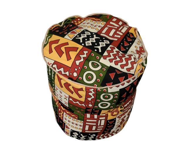 Galsen Handmade Round African Print Pouff Seater TossokoClothing