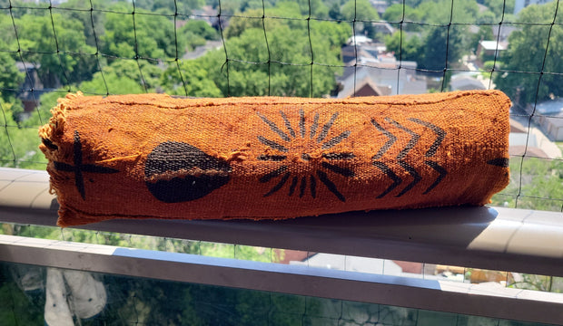 (Copy) Blue Indigo Mud Cloth or Bogolan Fabric with white zigzag patterns TossokoClothing