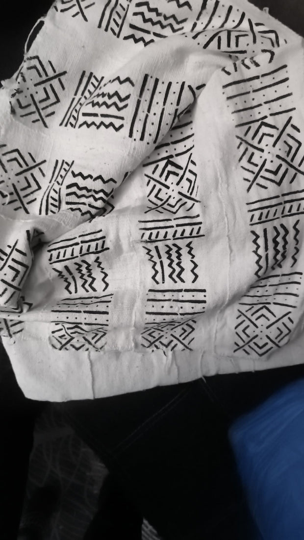 White Mudcloth or Bogolan Fabric TossokoClothing