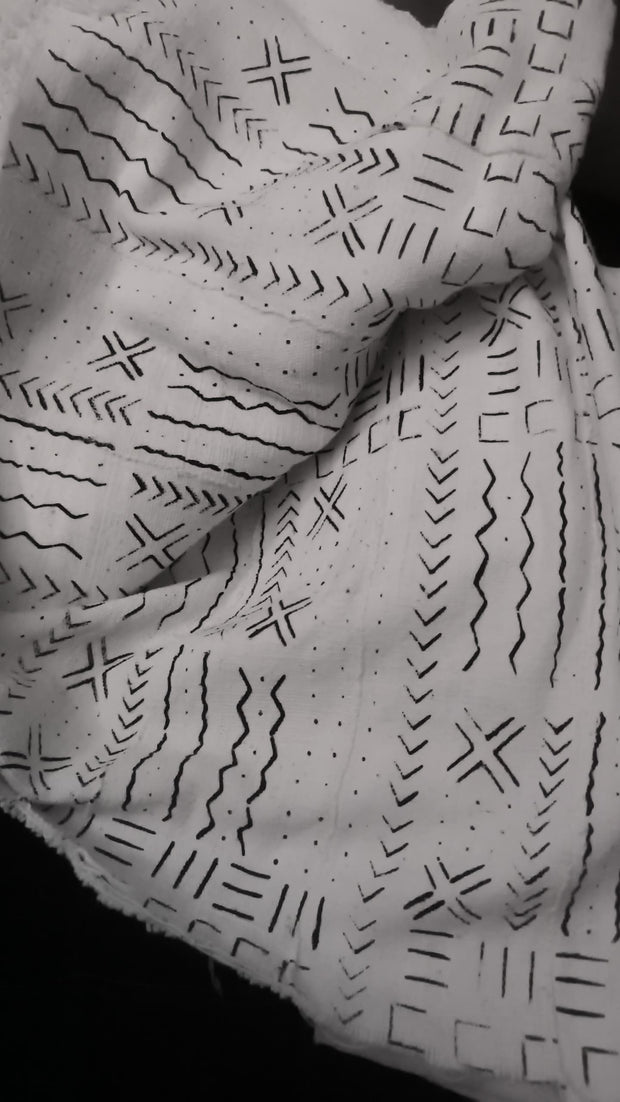 White Mudcloth or Bogolan Fabric TossokoClothing