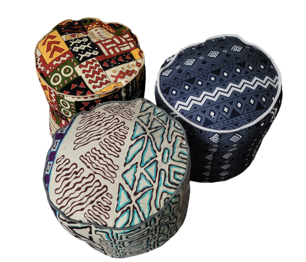 Galsen Handmade Round African Print Pouff Seater TossokoClothing