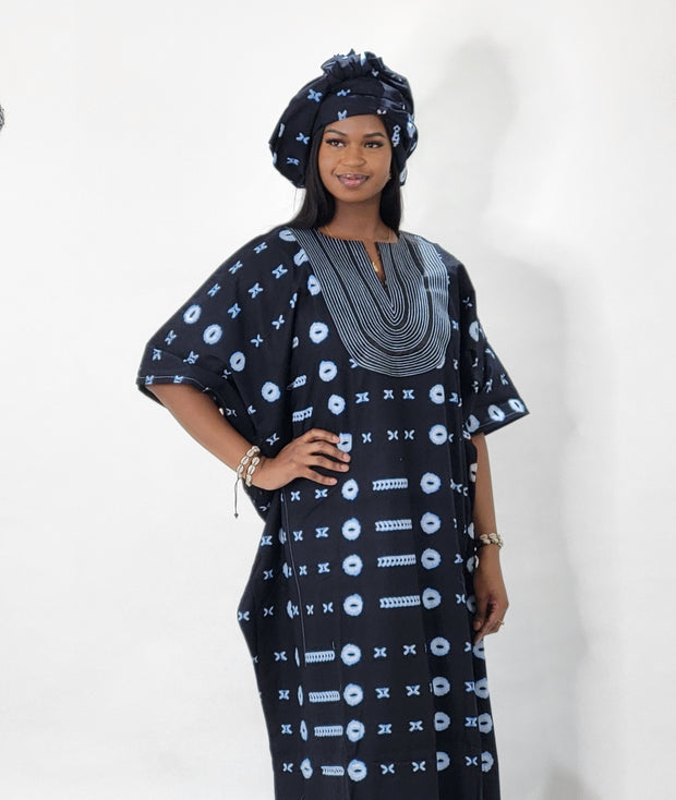 Leppi Indigo Print Women Boubou Kaftan