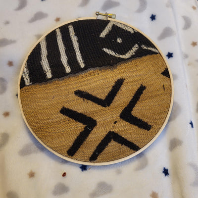 Wall Hangings Gallery Art Wall Home Decor Made of Authentic Vintage Mudcloth Bogolan in Circle Bamboo Frame Sizes 7" Customizable TossokoClothing