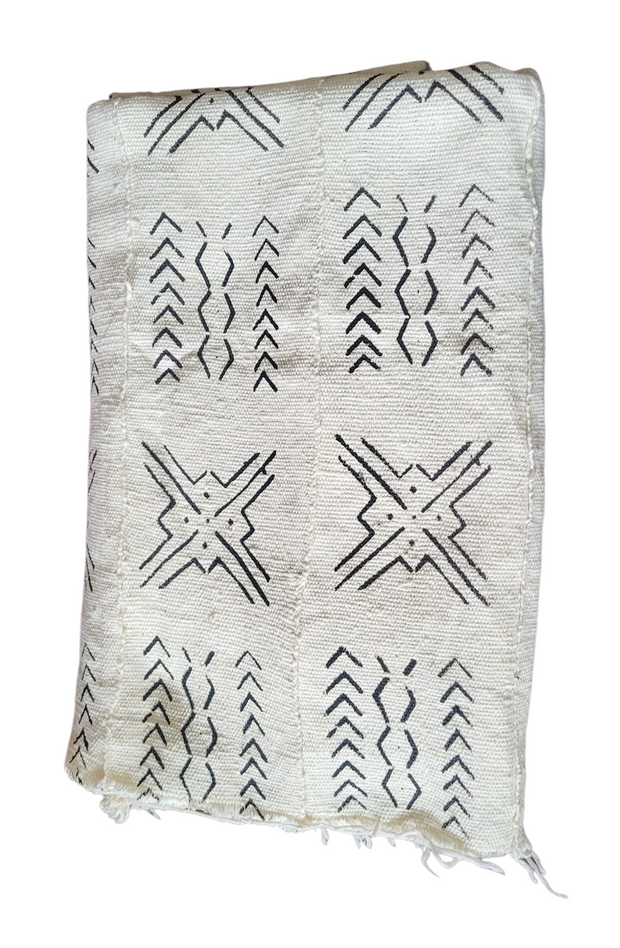 White Mudcloth or Bogolan Fabric TossokoClothing
