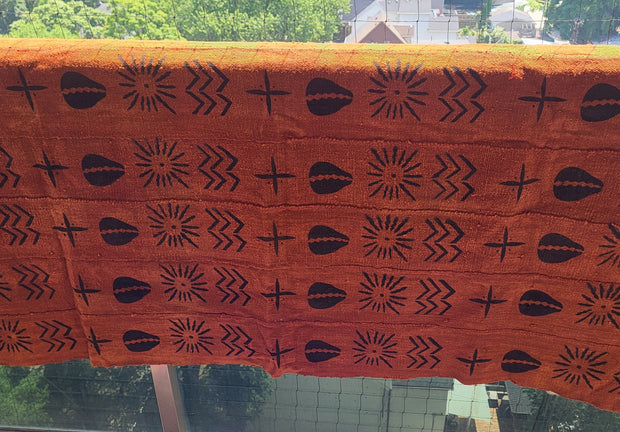 (Copy) Blue Indigo Mud Cloth or Bogolan Fabric with white zigzag patterns TossokoClothing