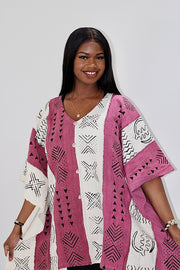 (Copy) Mudcloth Bogolan Pink & White Womwn ehrug Size M/L TossokoClothing