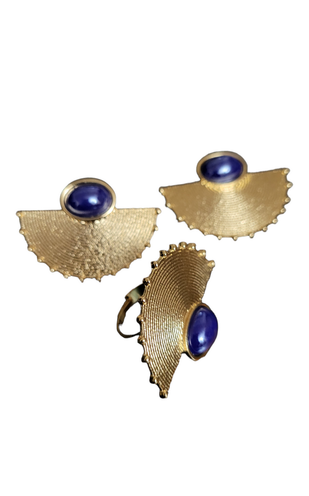 African Gold Plated Earrings & Ring Set TossokoClothing