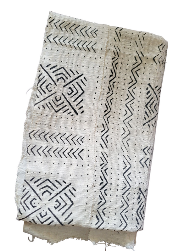 White Mudcloth or Bogolan Fabric TossokoClothing