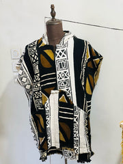 (Copy) Galma Men's Mudcloth Bogolan Hooded Poncho Shirt Unique Size L/XL TossokoClothing