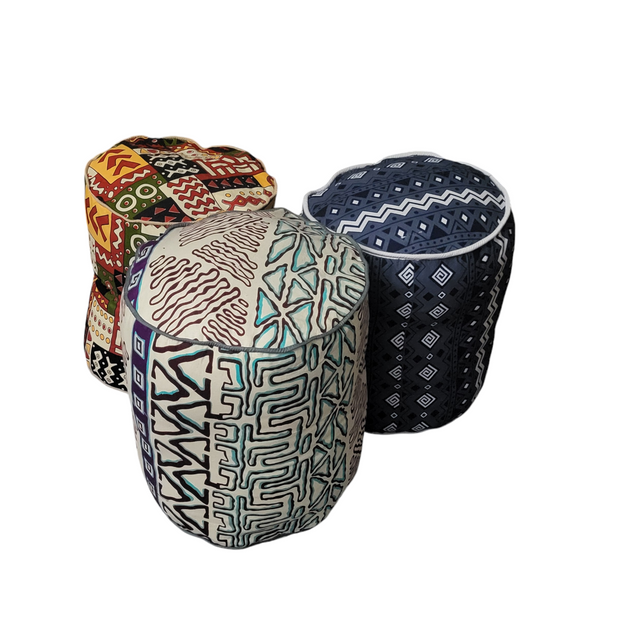 Galsen Handmade Round African Print Pouff Seater TossokoClothing