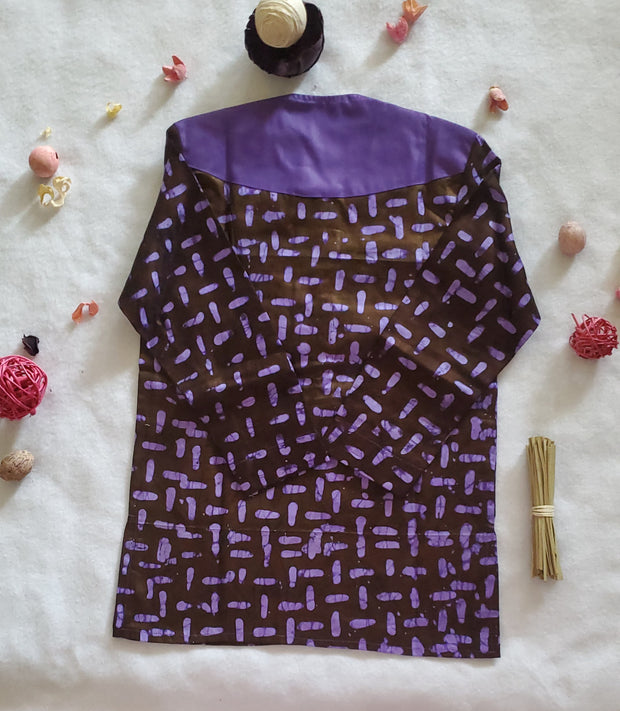 Boy's African Purple Long Sleeves Top & Pants TossokoClothing